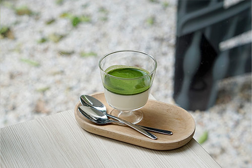 พานาคอตต้าซอสมัทฉะ Homemade Panna Cotta with Matcha Sauce